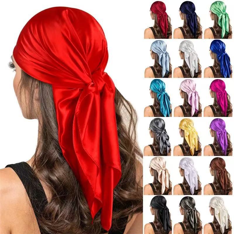 Minimalist Solid Color Soft Square Satin Scarf 6W6NSC234