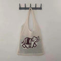 Vintage Elephant Print Hollow Knit Shouder Bag 6W10BBG1771