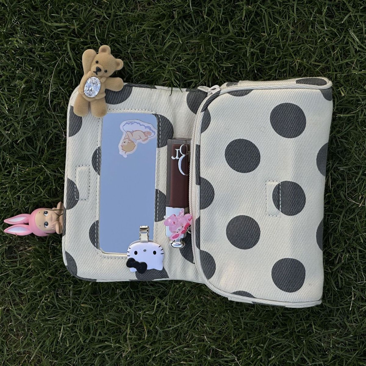 Cute Color Block Polka Dots Portable Makeup Bag MK2BW6S10BOB81