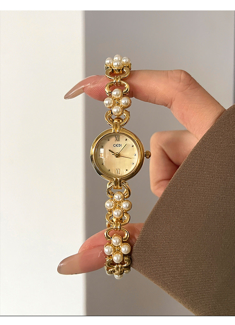 Elegant Pearl Gold Analog Quartz Bnagle Watch MK2SSAS6W6JWA01