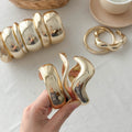 Chunky Gold Plated Irregular Statement Open Bracelet 6W6JBR582
