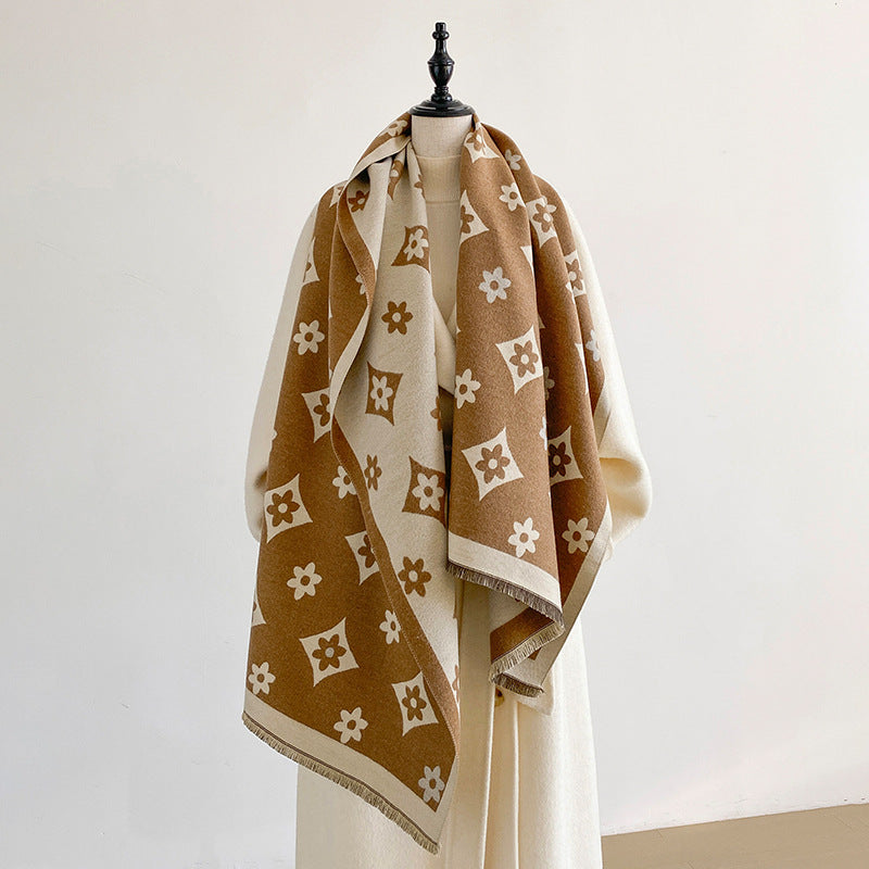 Reversible Floral Tassel Shawl Scarf - DippedShop Wholesale - #9395