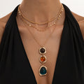 Hammered Resin Pendant Necklace - DippedShop Wholesale - #4947