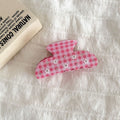Cute Rhinestone Flower Plaid Acetate Hair Claw 6W6HCP1277