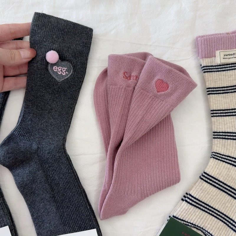 Cute Striped Mini Pompom Soft Crew Socks 6W8FSO670