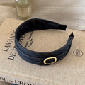 Vintage Metal Buckle Wide Denim Headband 6W6HBD279