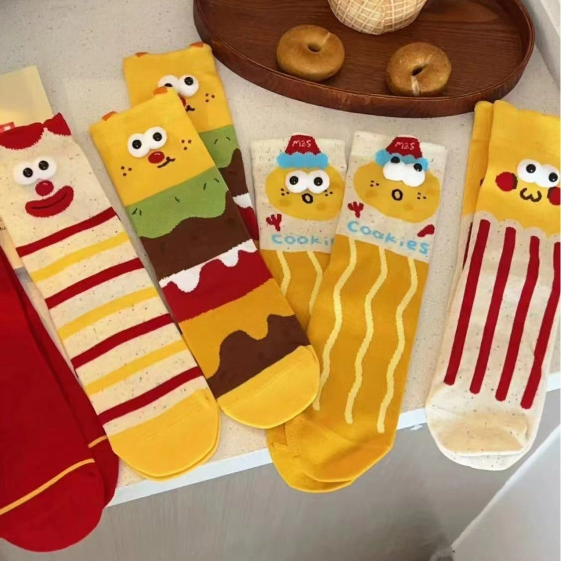 Funny Cartoon Color Block Breathable Crew Socks 6W8FSO669