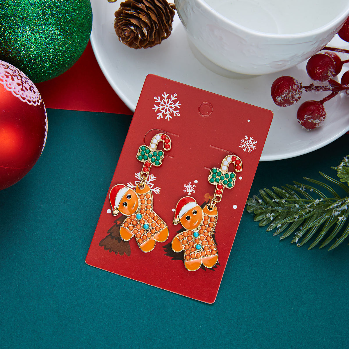 Colorful Rhinestone Santa Claus Dangle Earrings 6W6JER681