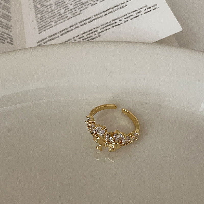 Cubic Zirconia Bow Ring - DippedShop Wholesale - #9011