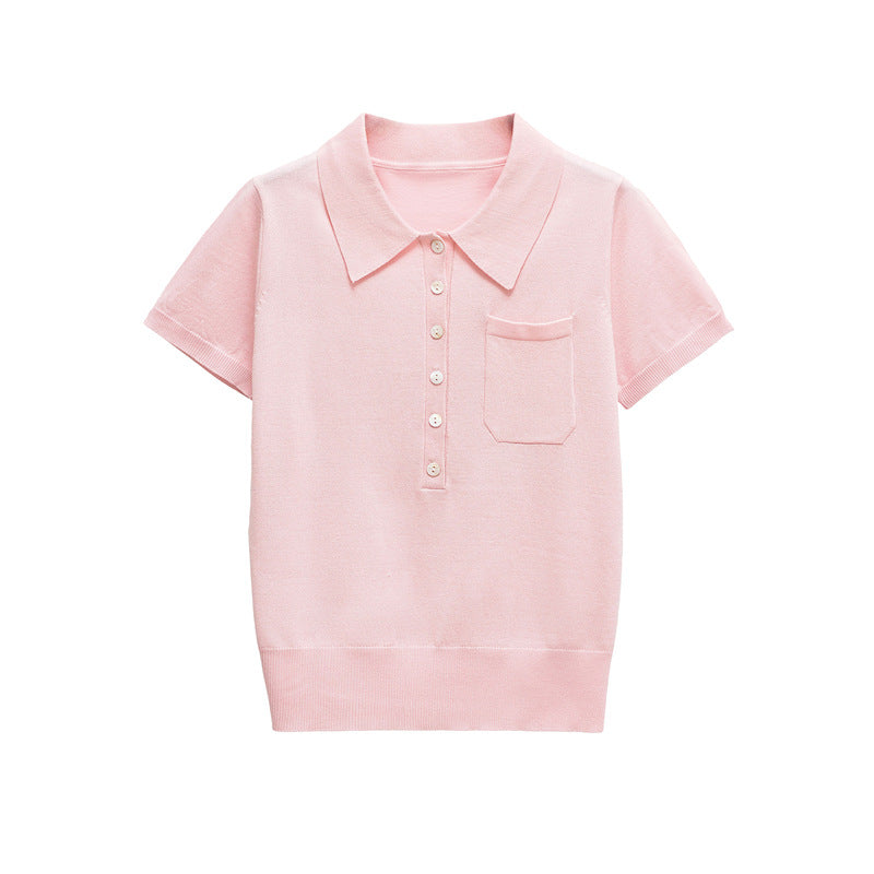 Casual Short Sleeve Solid Color Knit Top DP25D409