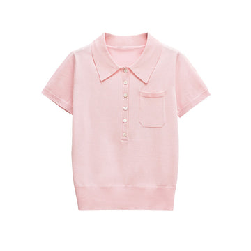 Casual Short Sleeve Solid Color Knit Top DP25D409