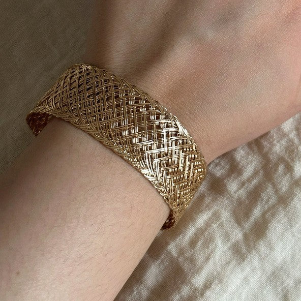 Minimalist Gold Plated Hollow Braided Open Bracelets 6W6JBR624