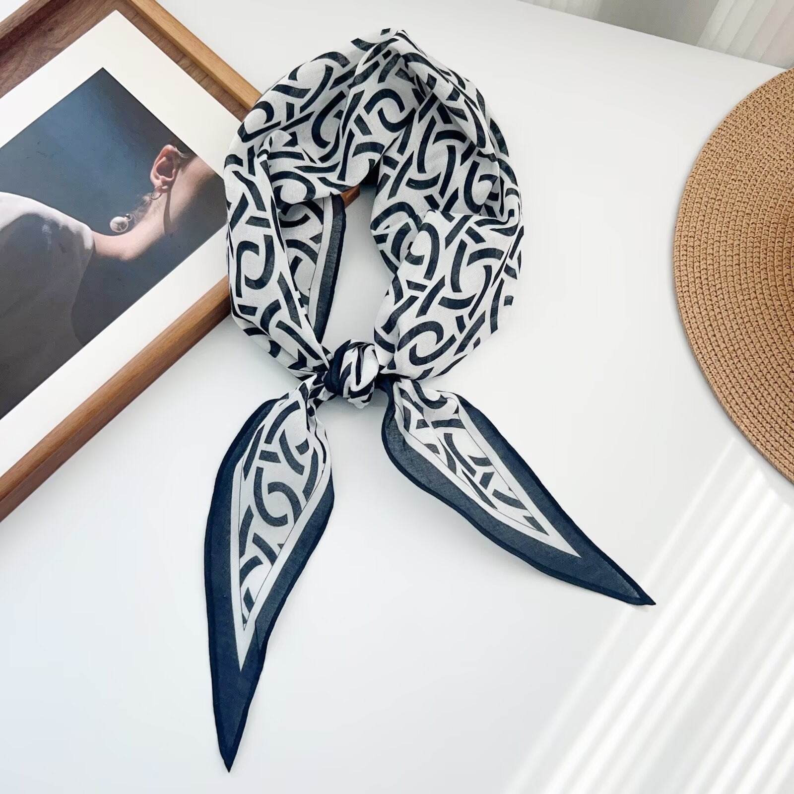 Trendy Flower Print Cotton Neckerchief Head Scarf MK2BW6W6NSI12