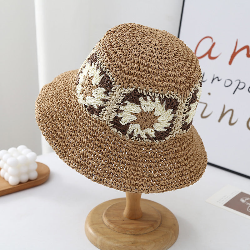 Floral Crochet Straw Hat - DippedShop Wholesale - #7827