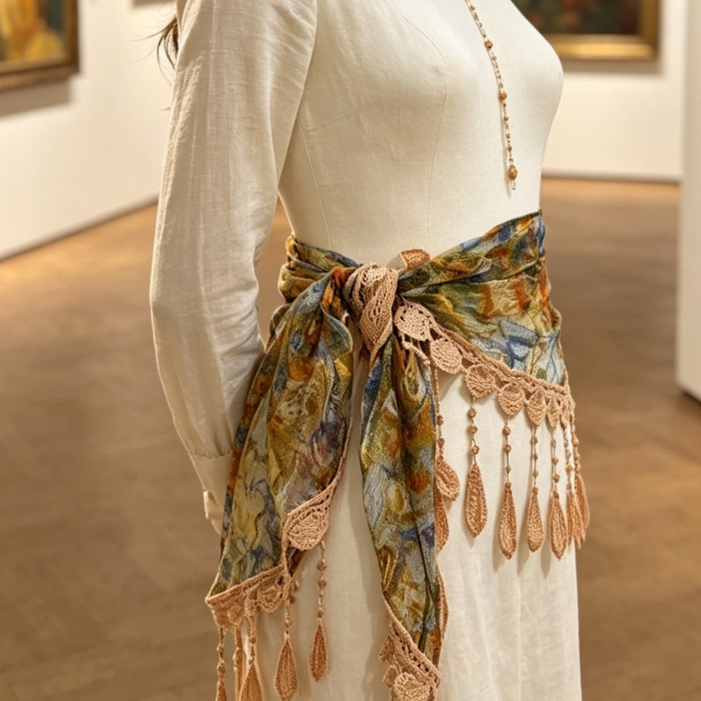 Stylish Floral Print Tassel Silk Scarf 6W6NSI207