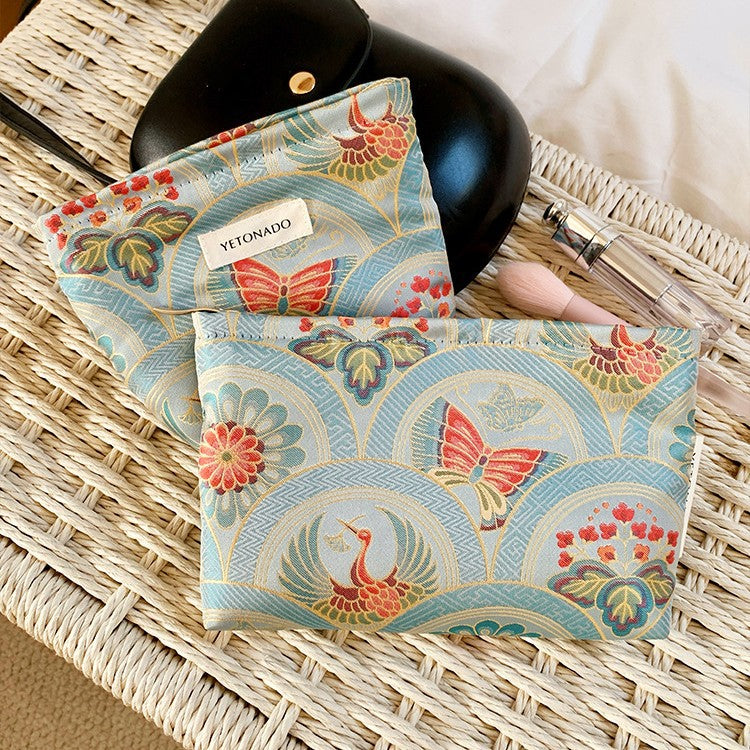 Elegant Butterfly Jacquard Portable Makeup Bag MK2BW6W10BOB390