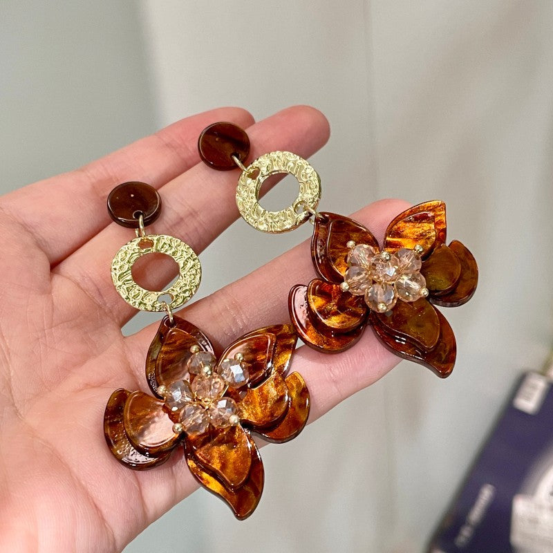 3D Floral Petal Drop Earrings - DippedShop Wholesale - #5907
