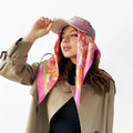 Leopard Letter Flower Print Square Scarf MK2BW6W6NSI28