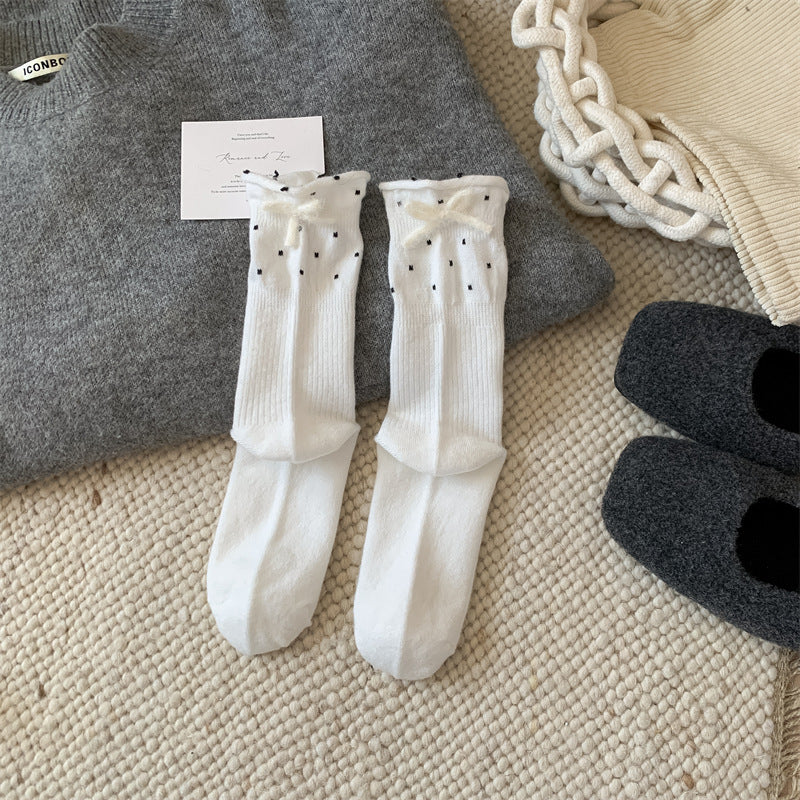 Polka Dot Bowknot Slouchy Socks - DippedShop Wholesale - #1955