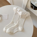 Sweet Satin Ruffle Solid Crew Socks 6W8FSO772