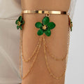 Trendy Exaggerated Blue Flower Chain Anklets 8ZA6JAB44L