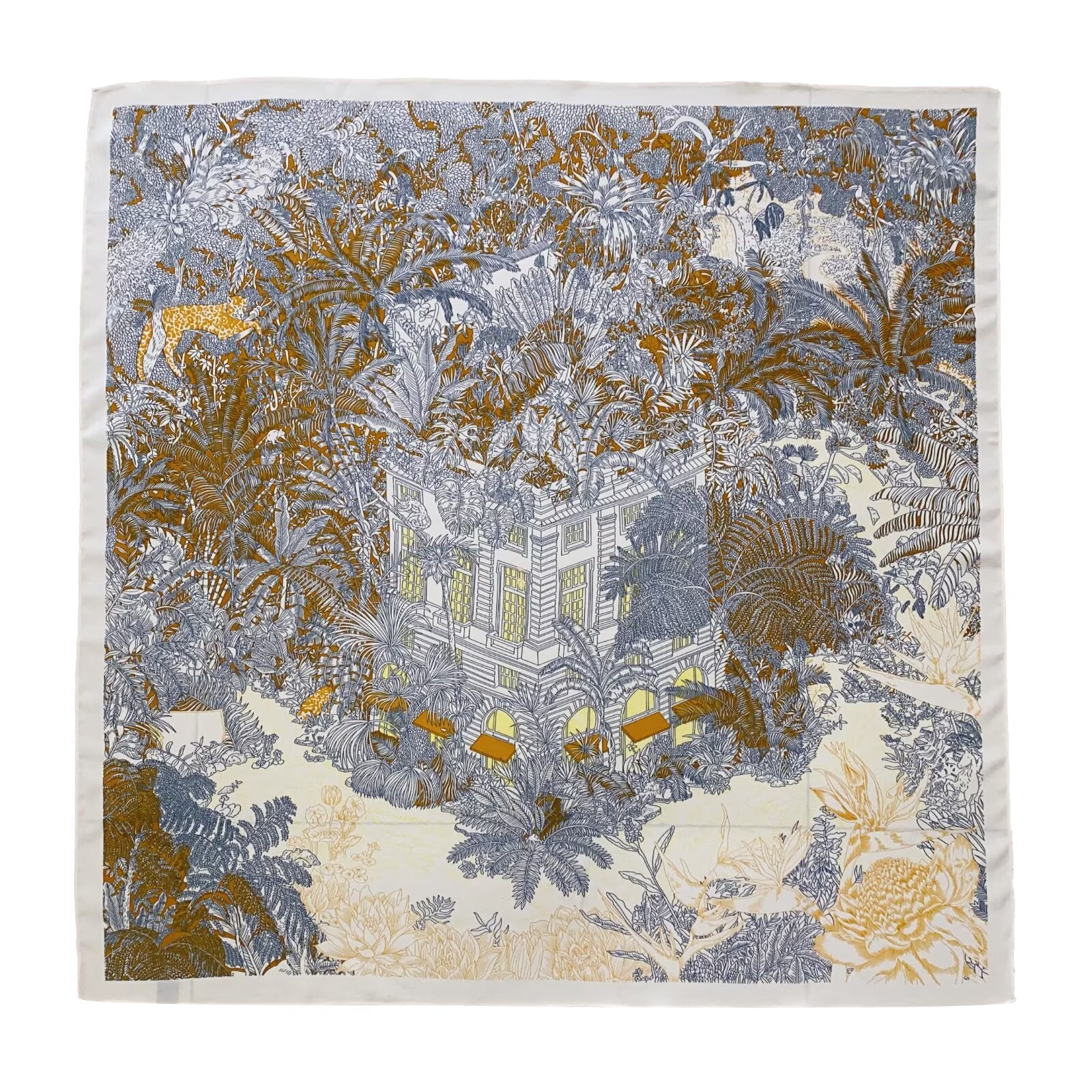 Vintage Floral Print Twill Silk Square Scarf MK2BW6W6NSI03