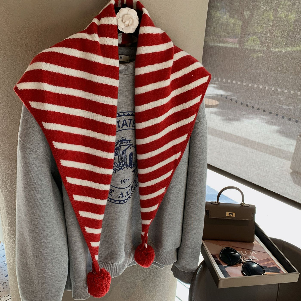 Striped Knit Triangle Scarf - DippedShop Wholesale - #2931