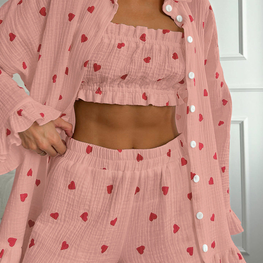 Love Print Flounce Sleepwear Set - DippedShop Wholesale - #1907