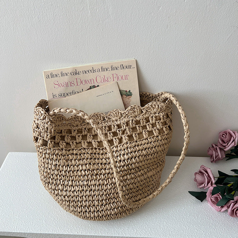 Straw Woven Bucket Bag - DippedShop Wholesale - #0451