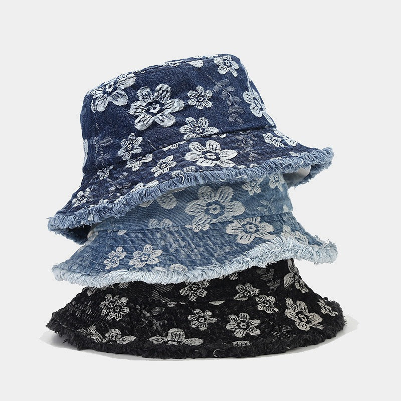Floral Denim Bucket Hat - DippedShop Wholesale - #9779