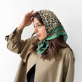 Leopard Letter Flower Print Square Scarf MK2BW6W6NSI28
