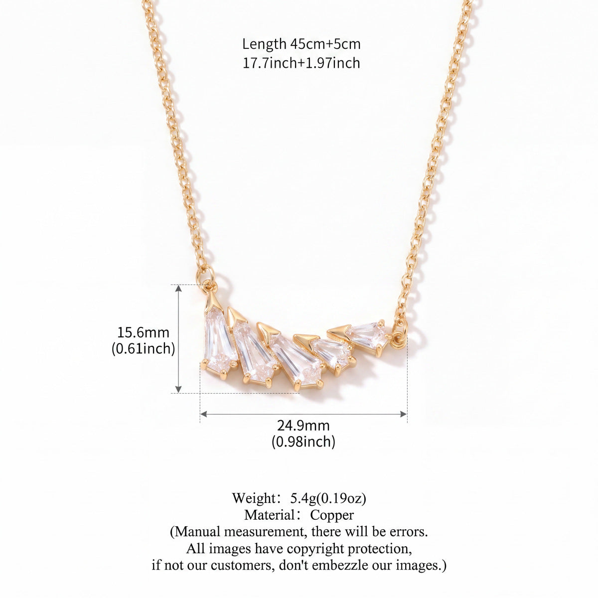 Elegant Gold Plated Heart Rhinestones Pendant Necklace 6W6JNC643