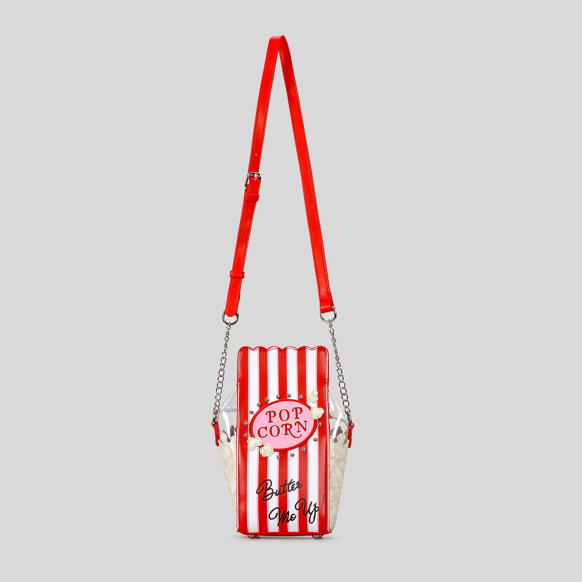 Cute Clear Popcorn Purse Striped Crossbody Bag 6W10BBG2122