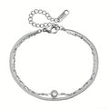 Minimalist Zirconia Double-Layered Snake Chain Anklet 8ZA6JAB07