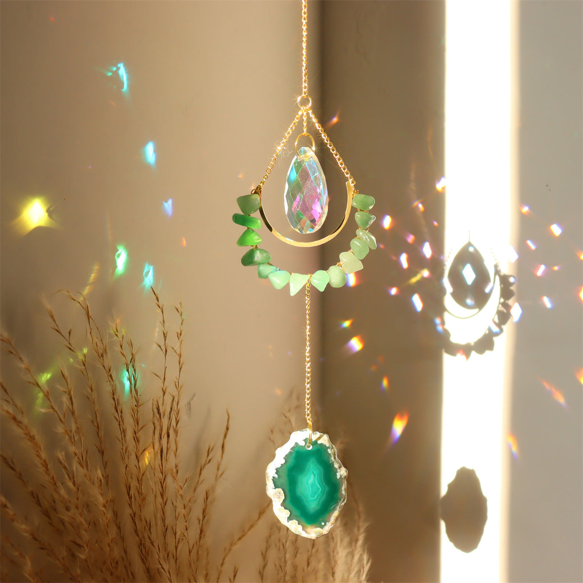 Natural Stones Purple Crystal Moon Wrap Suncatchers MK2CZAS6H7HLS74