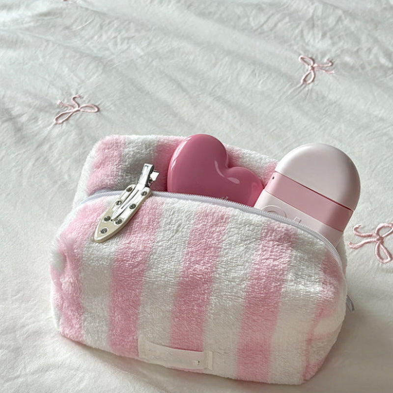 Cute Striped Lint Lightweight Makeup Bag MK2BW6S10BOB120