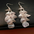 Boho Gold Plated Layered Floral Leaf Dangle Earrings 6W6JER709