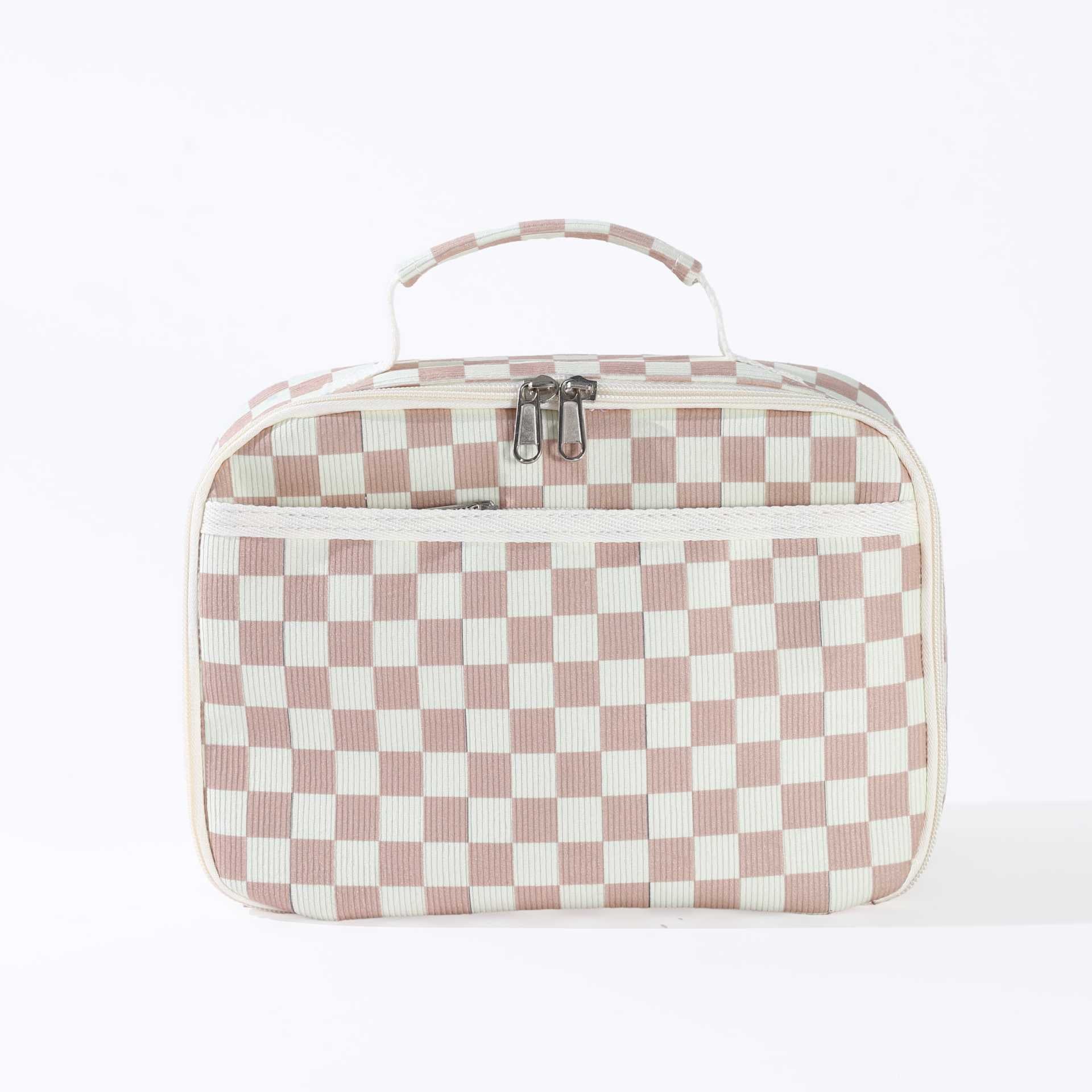 Stylish Corduroy Checkerboard Pattern Portable Cosmetic Bags MK2BLW6C5CO05
