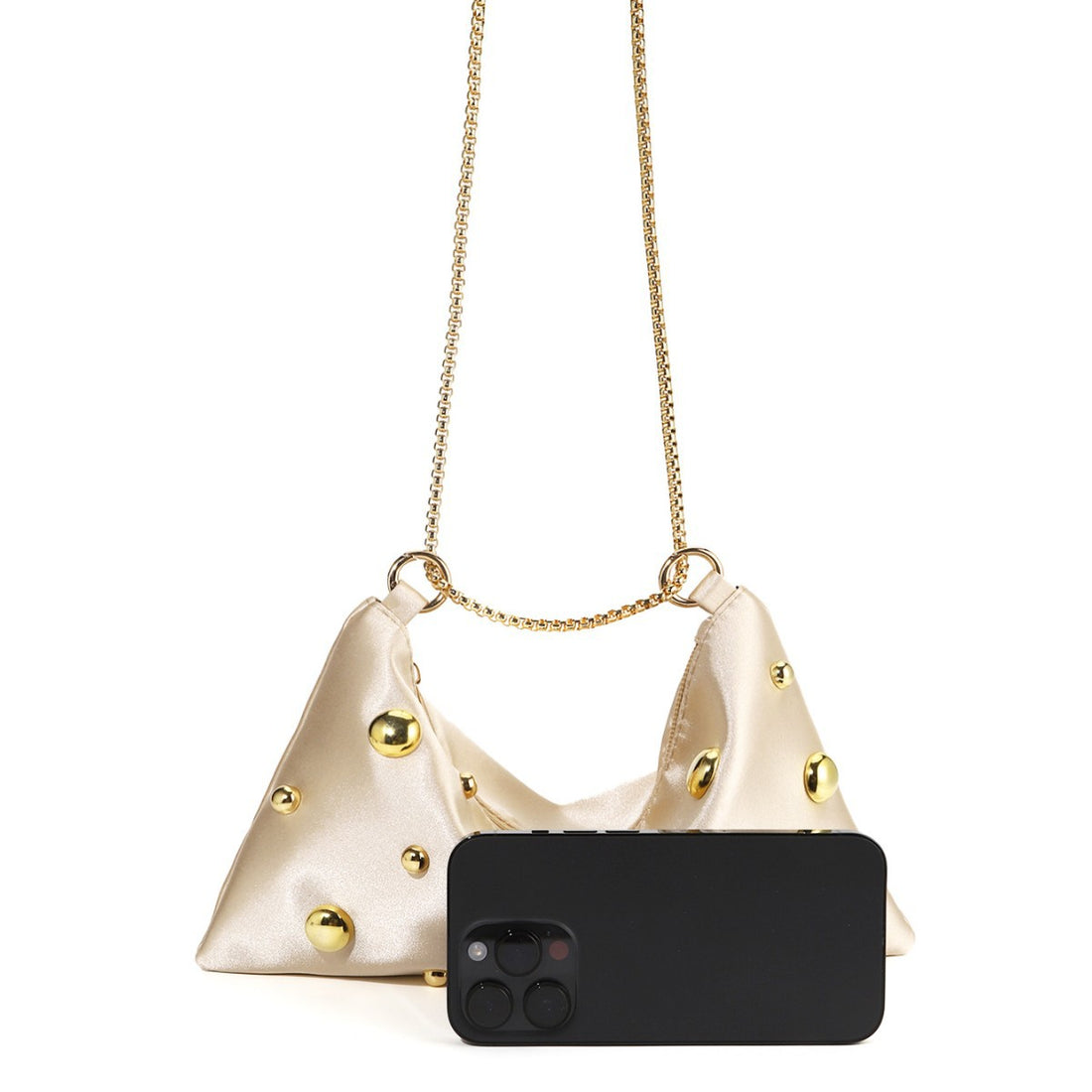 Elegant Satin Clutch Studded Evening Shoulder Bag DP25H597