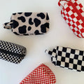 Color Block Plaid Pattern Velvet Makeup Bag MK2BW6S10BOB95