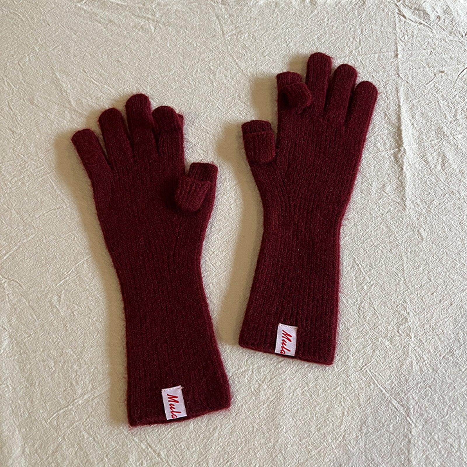 Minimalist Wool Blend Solid Color Knit Gloves 6W6GLO56
