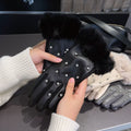 Rhinestone Plush Warm Gloves - DippedShop Wholesale - #3731