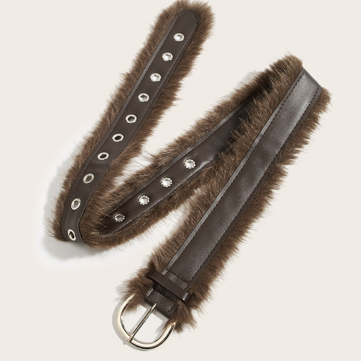 Trendy Faux Fur Wide Rivet Leather Waist Belt MK2LEEP6W6JBT55