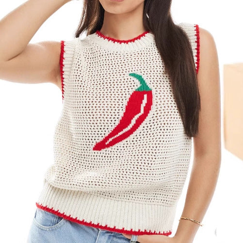 Casual Hollow Out Loose Sleeveless Knit Vest DP25F501