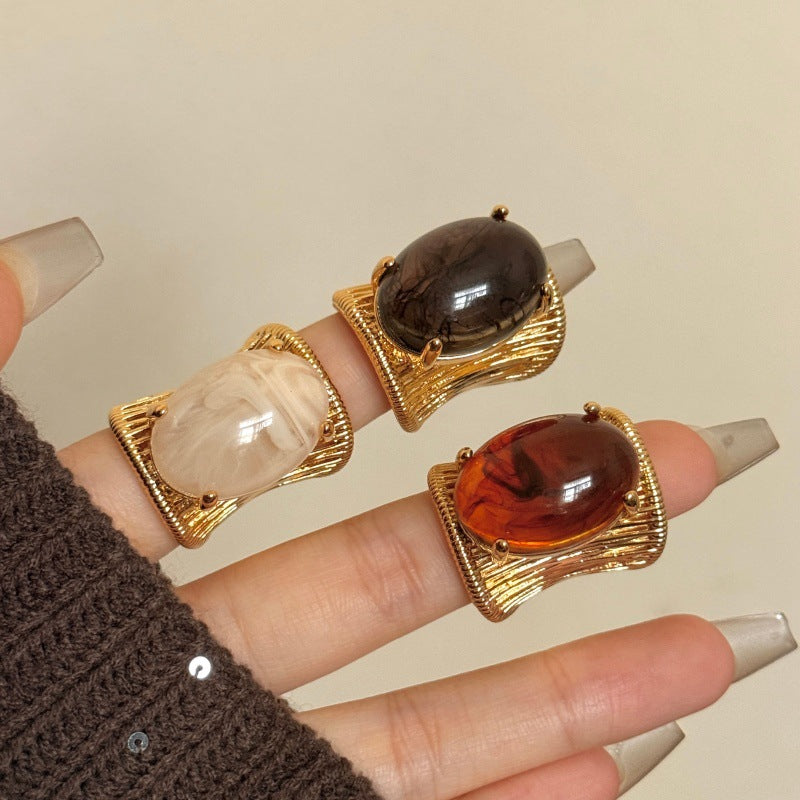 Vintage Stone Open Ring - DippedShop Wholesale - #2211