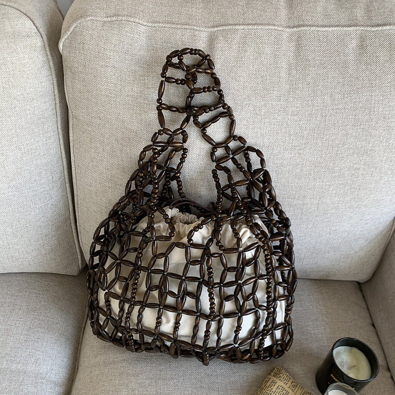 Wooden Beaded Tote Bag - DippedShop Wholesale - #5107