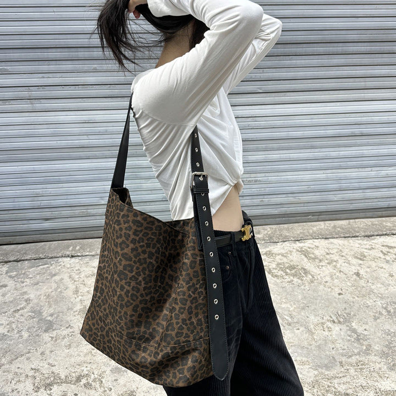 Vintage Leopard Print Large Capacity Shoulder Bag 6W10BBG1954