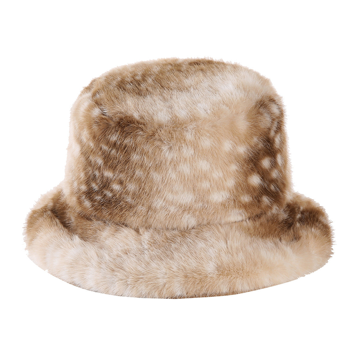 Fuzzy Plush Deer Print Warm Bucket Hat 6W6HAT824