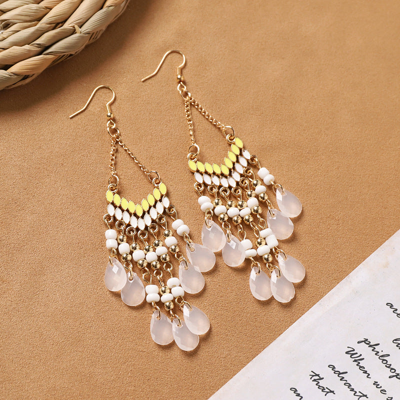 Retro Feather Tassel Earrings - DippedShop Wholesale - #7187
