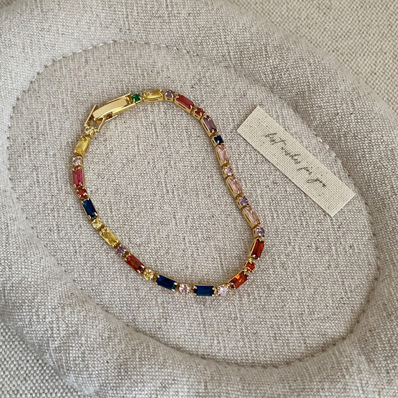 Fashion Colorful Cubic Zirconia Link Chain Bracelet 6W6JBR385